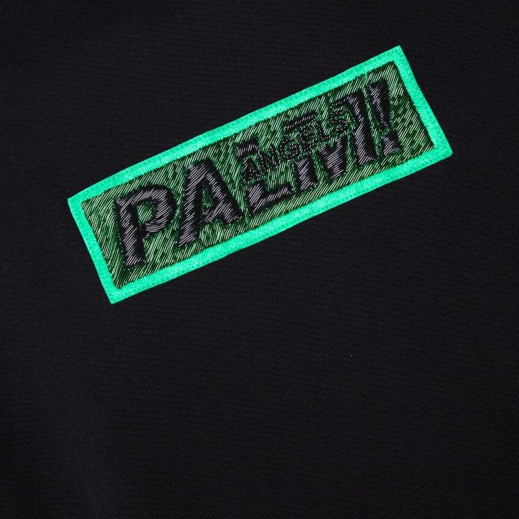 Pre Owned Palm Angels Black Cotton Metal Logo & Zip Detail Sweatshirt M