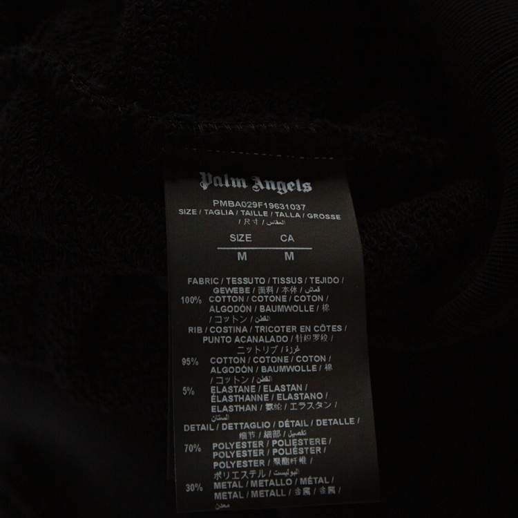 Pre Owned Palm Angels Black Cotton Metal Logo & Zip Detail Sweatshirt M