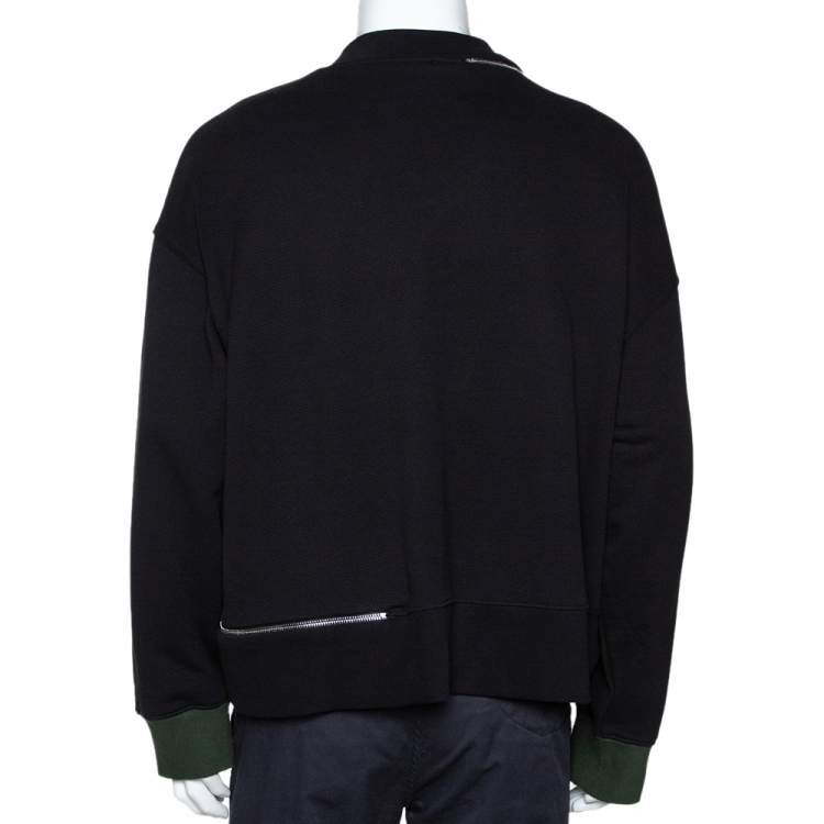 Pre Owned Palm Angels Black Cotton Metal Logo & Zip Detail Sweatshirt M
