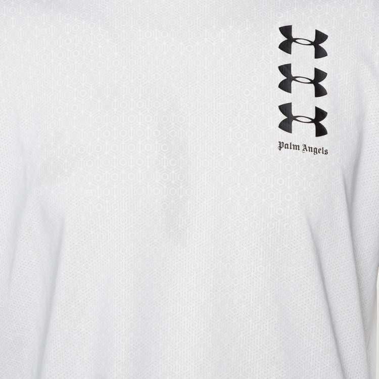 Pre Owned Palm Angels X Under Armour White Logo Print Jersey T-Shirt M
