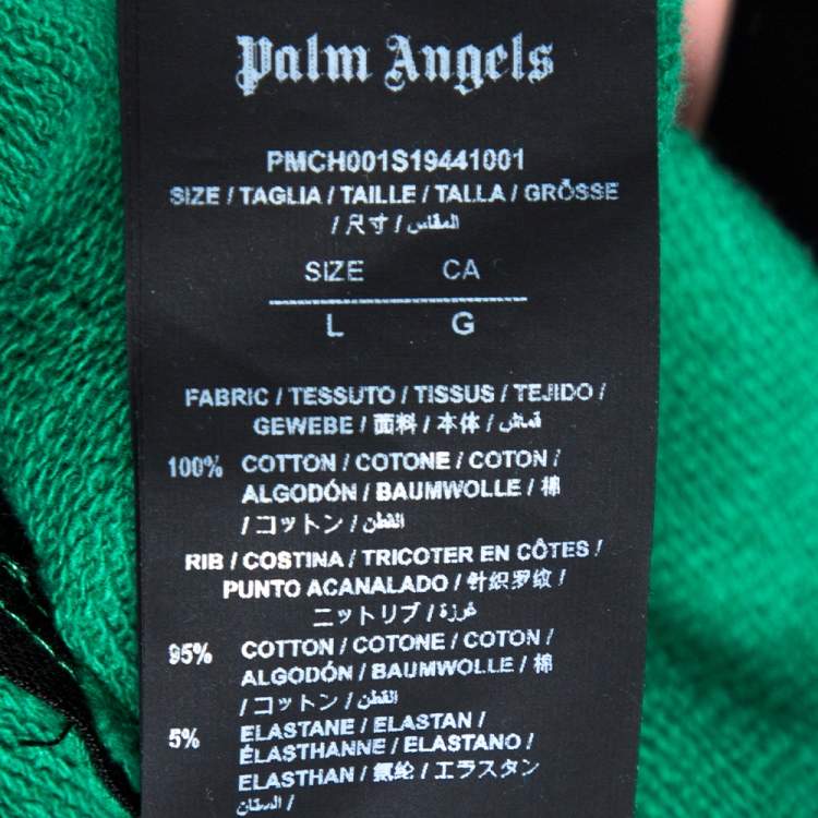 Pre Owned Palm Angels Green Side Logo Print Cotton Jogging Pants L
