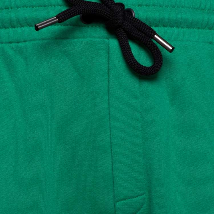 Pre Owned Palm Angels Green Side Logo Print Cotton Jogging Pants L