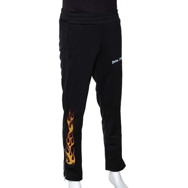 Palm Angels Black Synthetic Flames Track Pants M Palm Angels