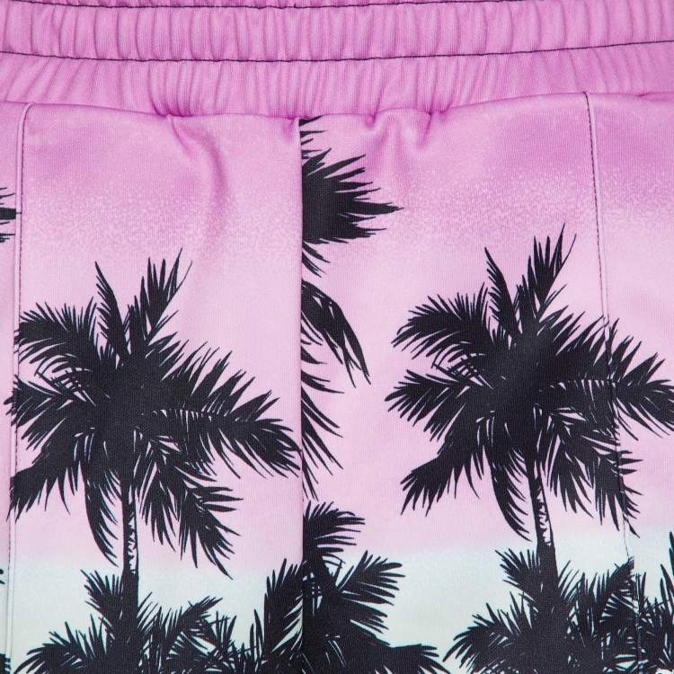 Pre Owned Palm Angels Pink Sunset Print Jersey Track Shorts S