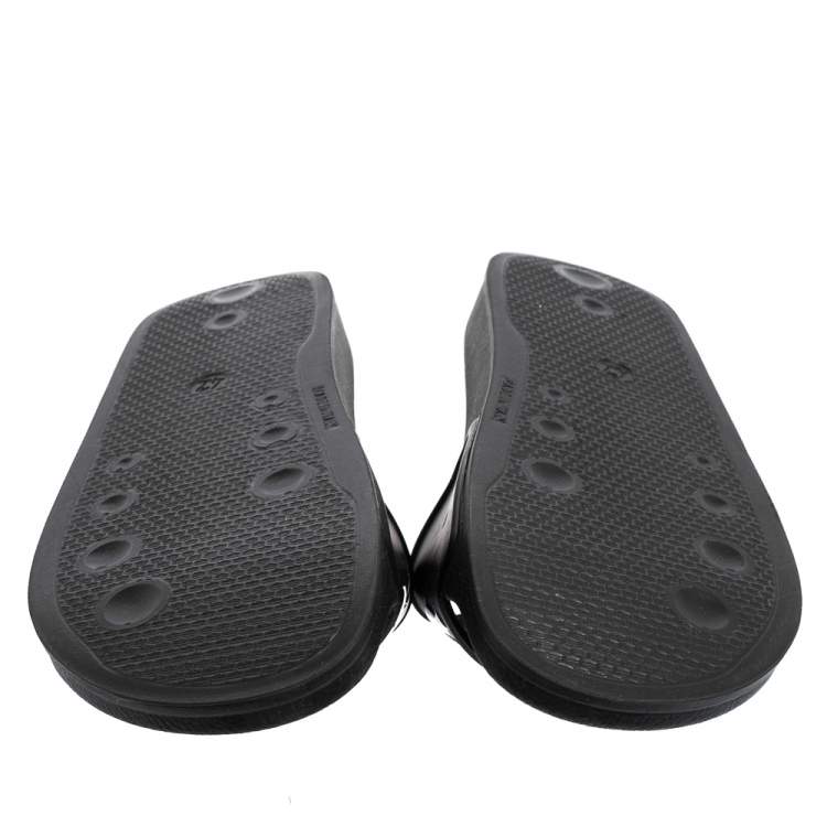 Pre Owned Palm Angels Black Rubber Logo Slides Size 42