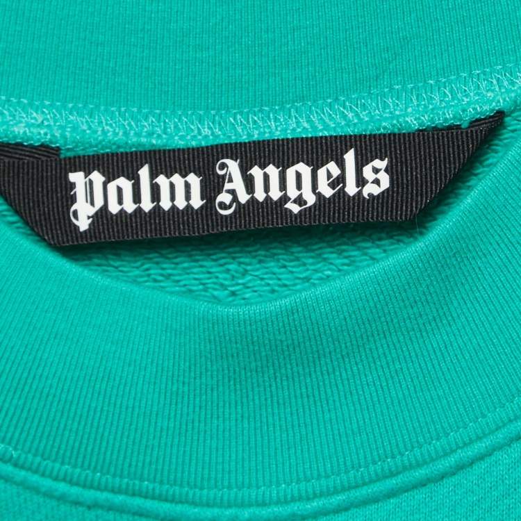 Pre Owned Palm Angels Green Leopard Bear Embroidered Cotton Knit Sweatshirt L