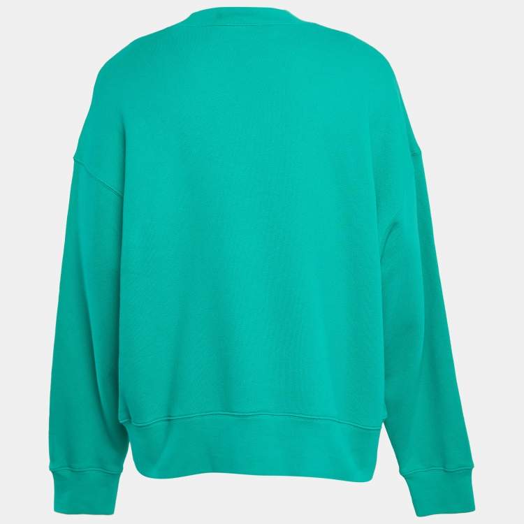 Pre Owned Palm Angels Green Leopard Bear Embroidered Cotton Knit Sweatshirt L