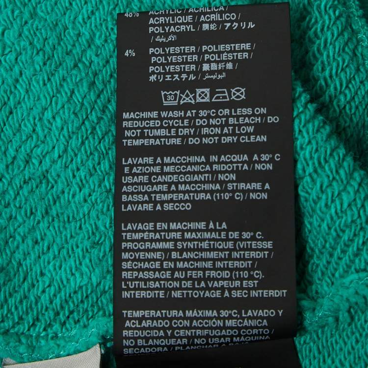 Pre Owned Palm Angels Green Leopard Bear Embroidered Cotton Knit Sweatshirt L