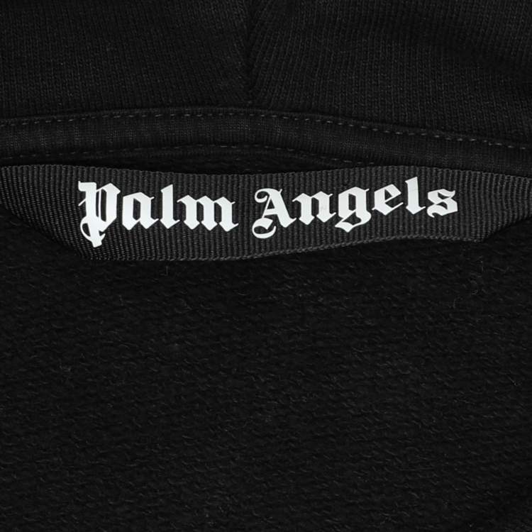 Pre Owned Palm Angels Black Cotton Knit Ultra Logo Over Hoodie S