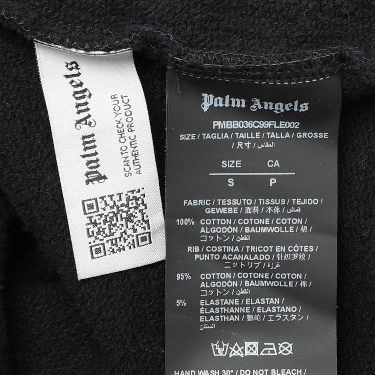 Pre Owned Palm Angels Black Cotton Knit Ultra Logo Over Hoodie S