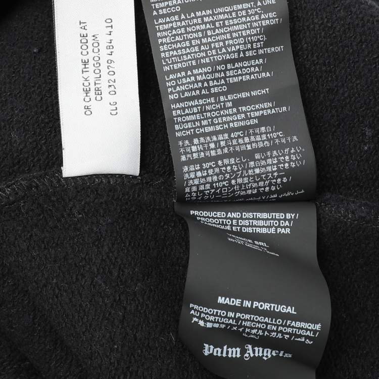 Pre Owned Palm Angels Black Cotton Knit Ultra Logo Over Hoodie S