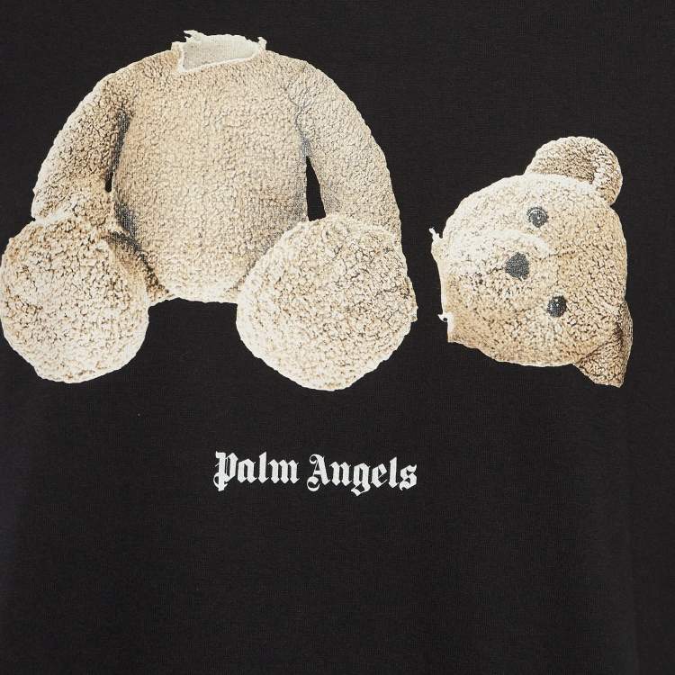Pre Owned Palm Angels Black Teddy Print Cotton Crew Neck T-Shirt XL
