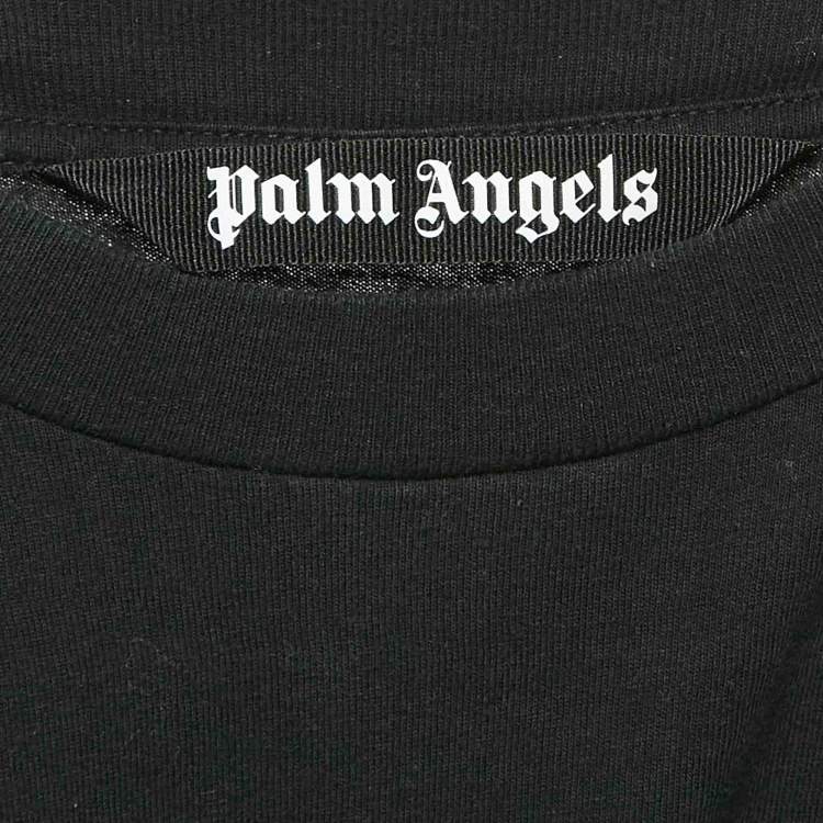 مملوكة مسبقًا Palm Angels Black Logo Print Cotton Crew Neck T-Shirt XS