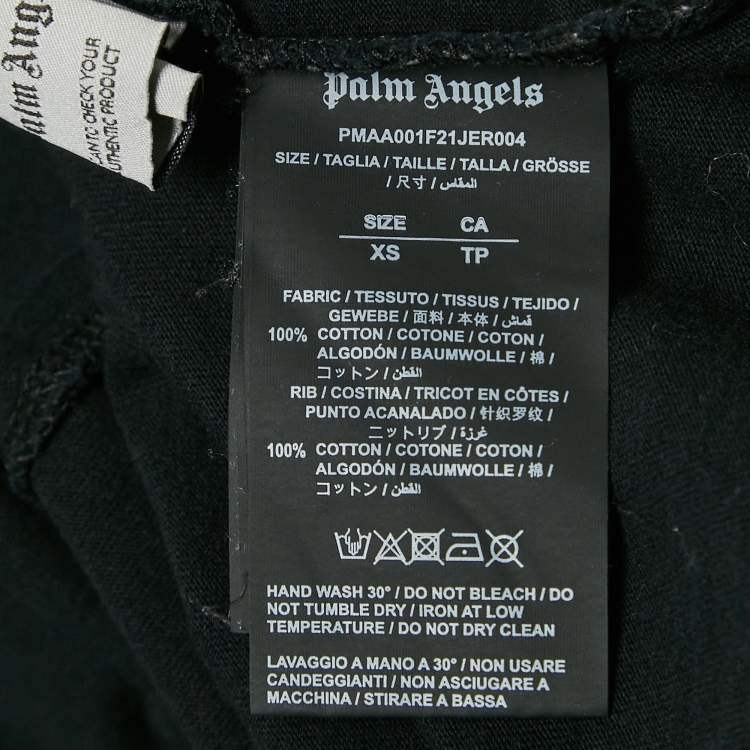 مملوكة مسبقًا Palm Angels Black Logo Print Cotton Crew Neck T-Shirt XS