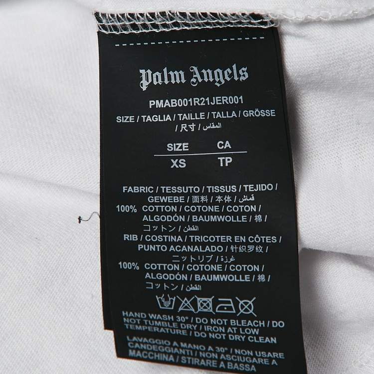مملوكة مسبقًا Palm Angels White Logo Print Cotton Knit Crew Neck Sweatshirt XS