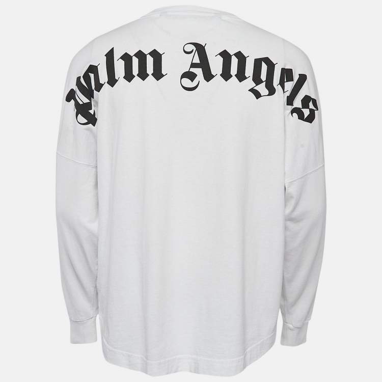 Palm Angels White Logo Print Cotton Knit Crew Neck Sweatshirt XS Palm Angels TLC