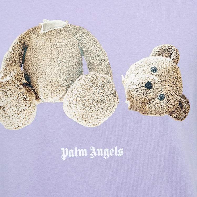 مملوكة مسبقًا Palm Angels Light Purple Teddy Print Jersey T-Shirt L