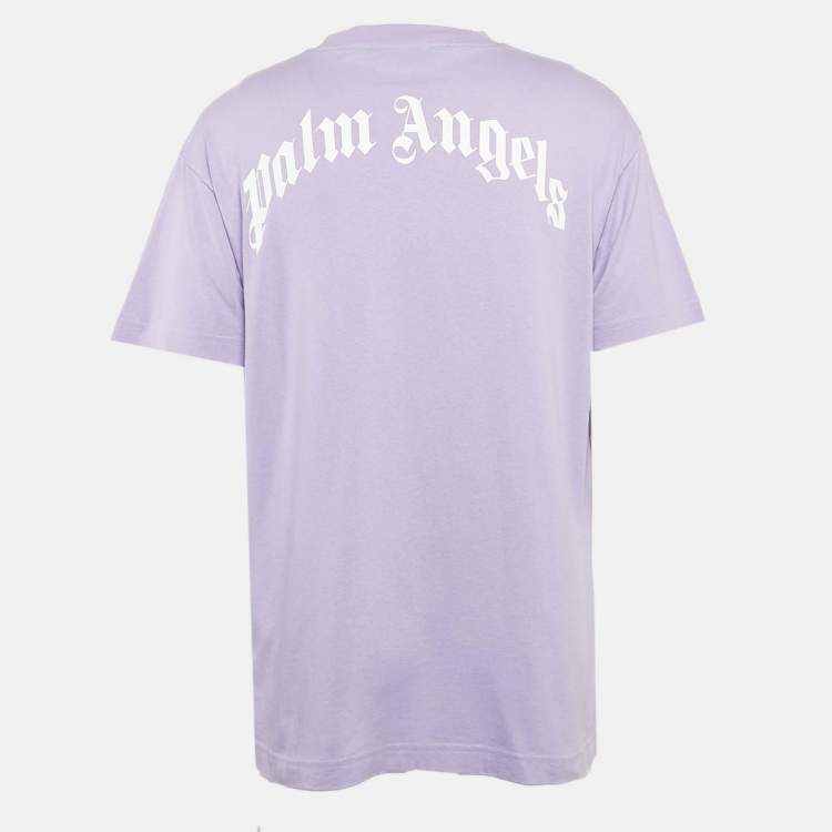 مملوكة مسبقًا Palm Angels Light Purple Teddy Print Jersey T-Shirt L