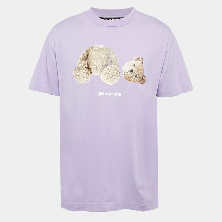 مملوكة مسبقًا Palm Angels Light Purple Teddy Print Jersey T-Shirt L