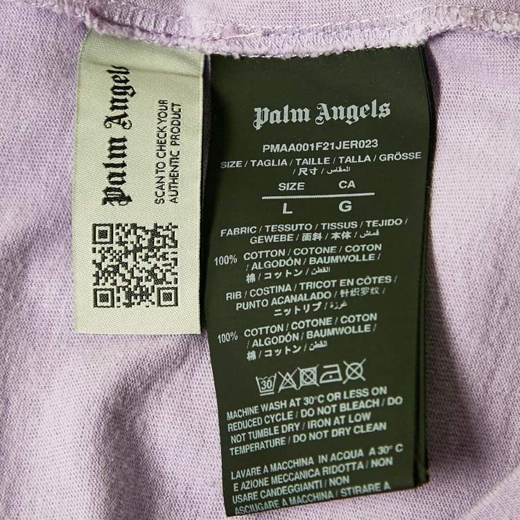 مملوكة مسبقًا Palm Angels Light Purple Teddy Print Jersey T-Shirt L