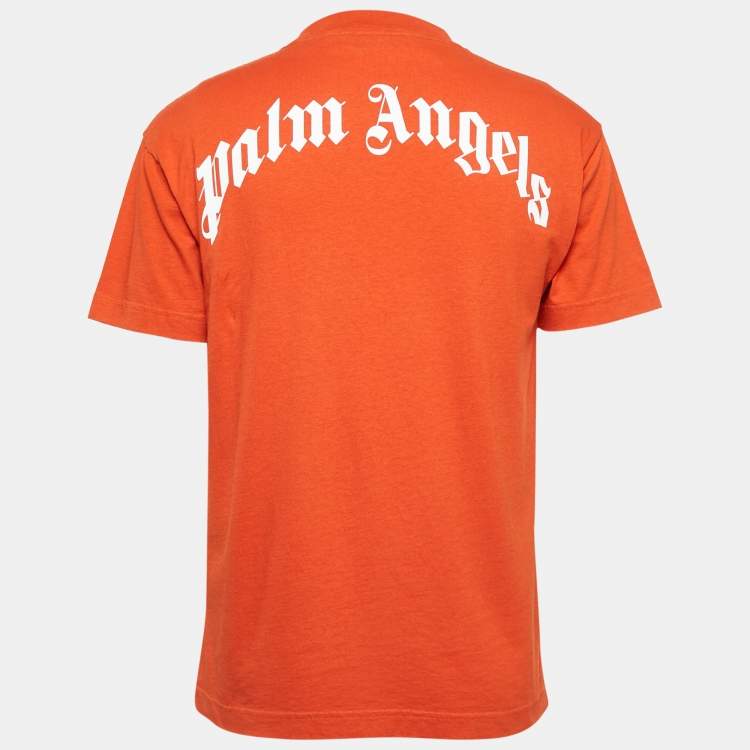 Pre Owned Palm Angels Orange Bear Print Cotton Jersey Crew Neck T-Shirt S