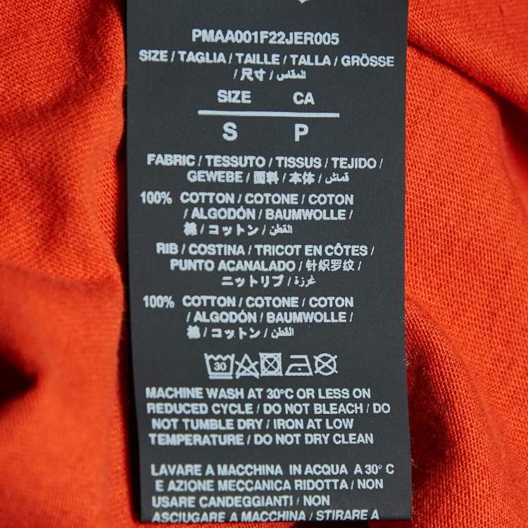 Pre Owned Palm Angels Orange Bear Print Cotton Jersey Crew Neck T-Shirt S