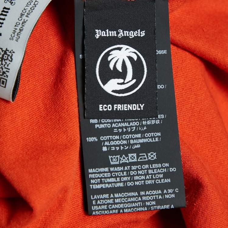 Pre Owned Palm Angels Orange Bear Print Cotton Jersey Crew Neck T-Shirt S