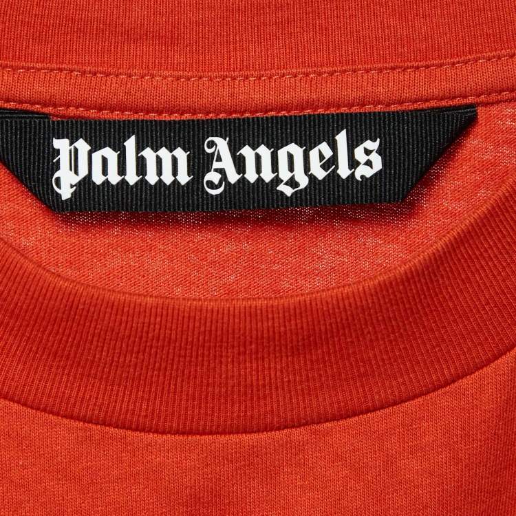 Pre Owned Palm Angels Orange Bear Print Cotton Jersey Crew Neck T-Shirt S