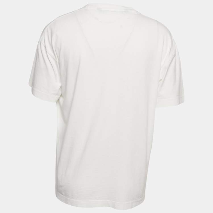 Pre Owned Palm Angels White Heart Spray Paint Logo Print Jersey T-Shirt XL