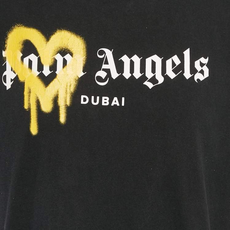 Pre Owned Palm Angels Black Heart Spray Paint Logo Print Jersey T-Shirt XL