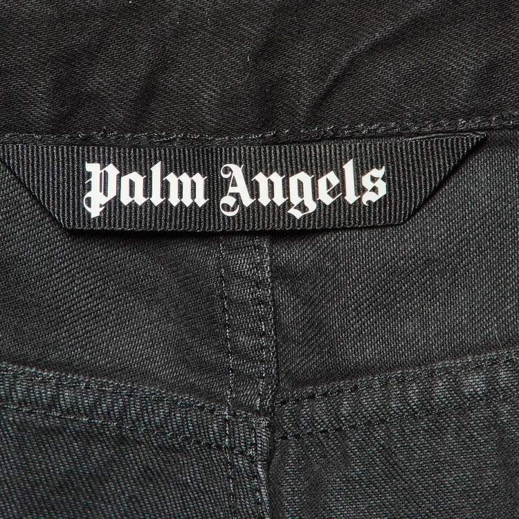 مملوكة مسبقًا Palm Angels Black Logo Print Denim Slim Fit Jeans XL/Waist 38"