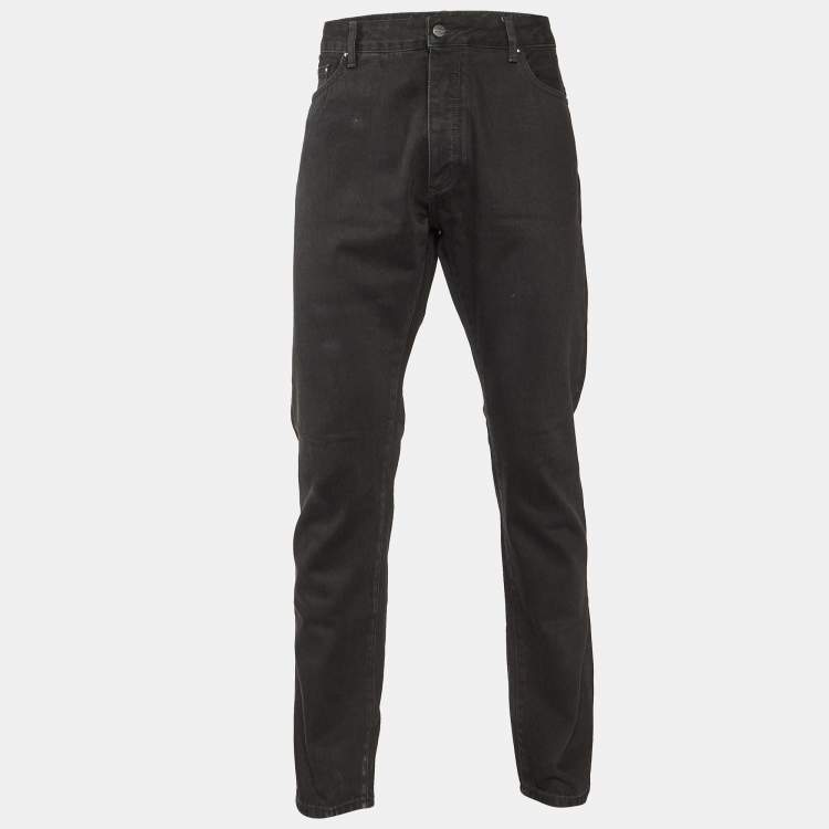 مملوكة مسبقًا Palm Angels Black Logo Print Denim Slim Fit Jeans XL/Waist 38"