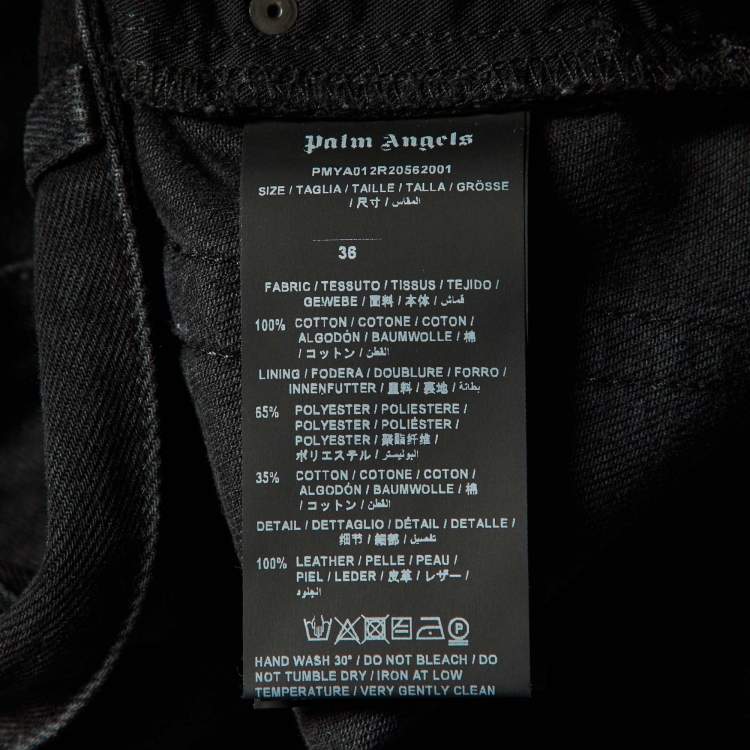 مملوكة مسبقًا Palm Angels Black Logo Print Denim Slim Fit Jeans XL/Waist 38"