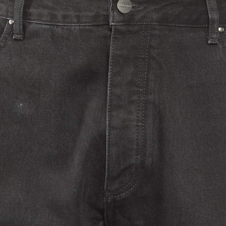 مملوكة مسبقًا Palm Angels Black Logo Print Denim Slim Fit Jeans XL/Waist 38"