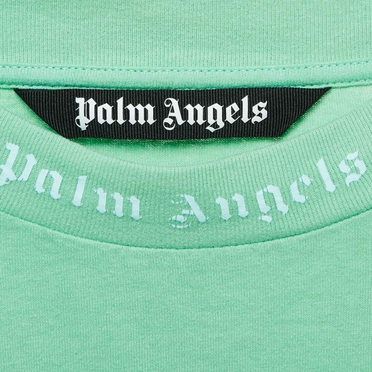 Pre Owned Palm Angels Green Logo Print Full Sleeve Oversized T-Shirt L