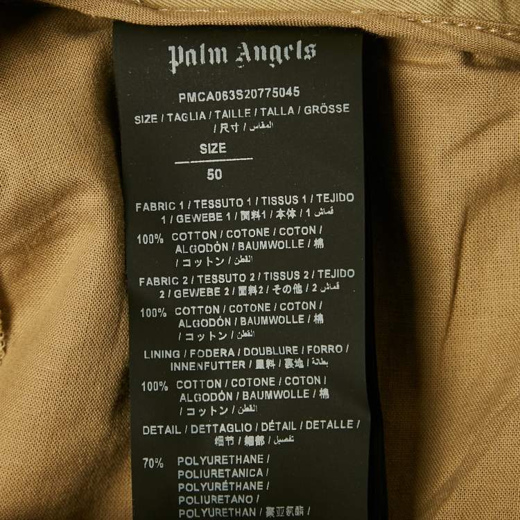 Pre Owned Palm Angels Beige Gabardine Cotton Contrast Trimmed Trousers L
