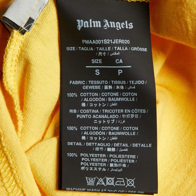 Pre Owned Palm Angels Yellow Teddy Print Cotton Jersey Crewneck T-Shirt S