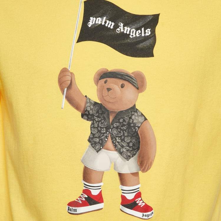 Pre Owned Palm Angels Yellow Teddy Print Cotton Jersey Crewneck T-Shirt S