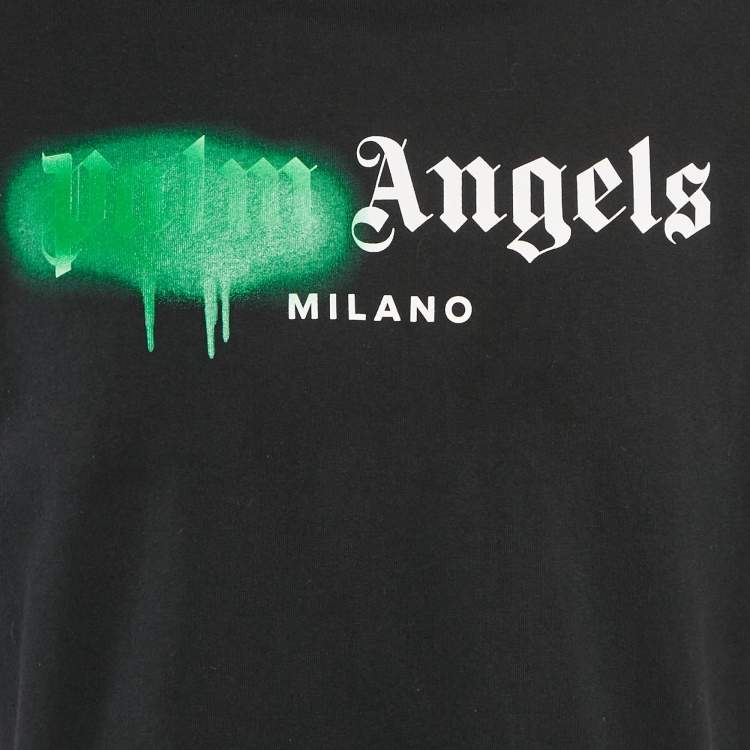 Pre Owned Palm Angels Black Spray Painted Logo Jersey T-Shirt L