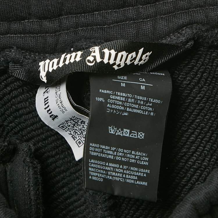 Pre Owned Palm Angels Black Logo Print Cotton Knit Sweatpants M