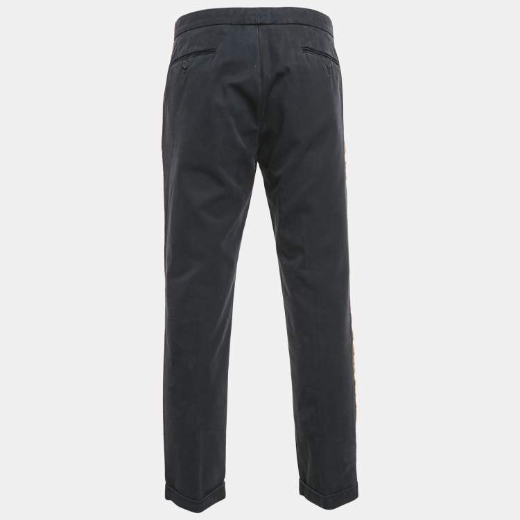 Pre Owned Palm Angels Blue Gold Side Stripe Gabardine Trousers XXL