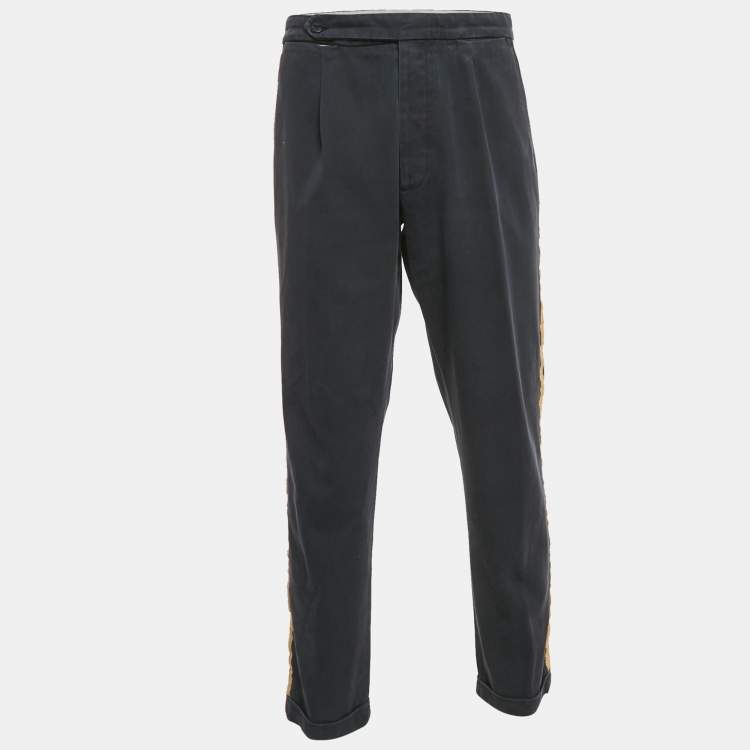 Pre Owned Palm Angels Blue Gold Side Stripe Gabardine Trousers XXL