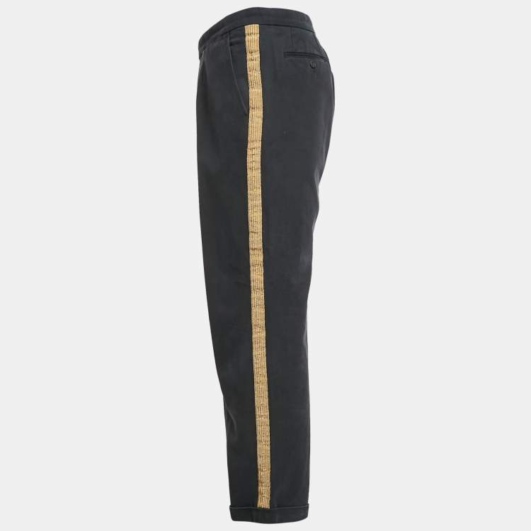 Pre Owned Palm Angels Blue Gold Side Stripe Gabardine Trousers XXL