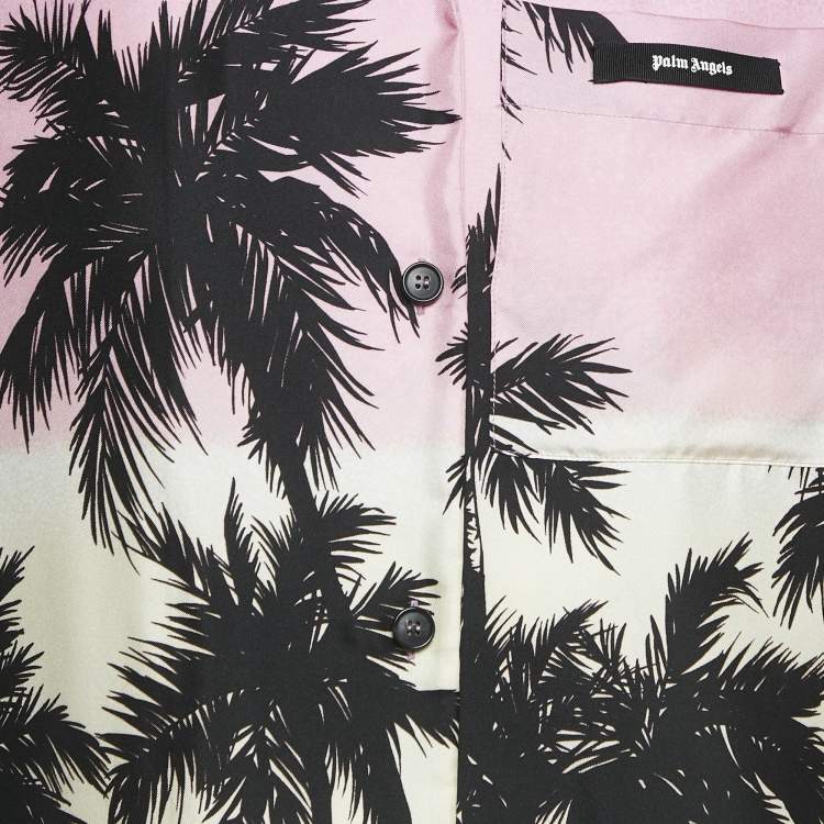 Pre Owned Palm Angels Pink Printed Silk Button Front Shirt XS 
