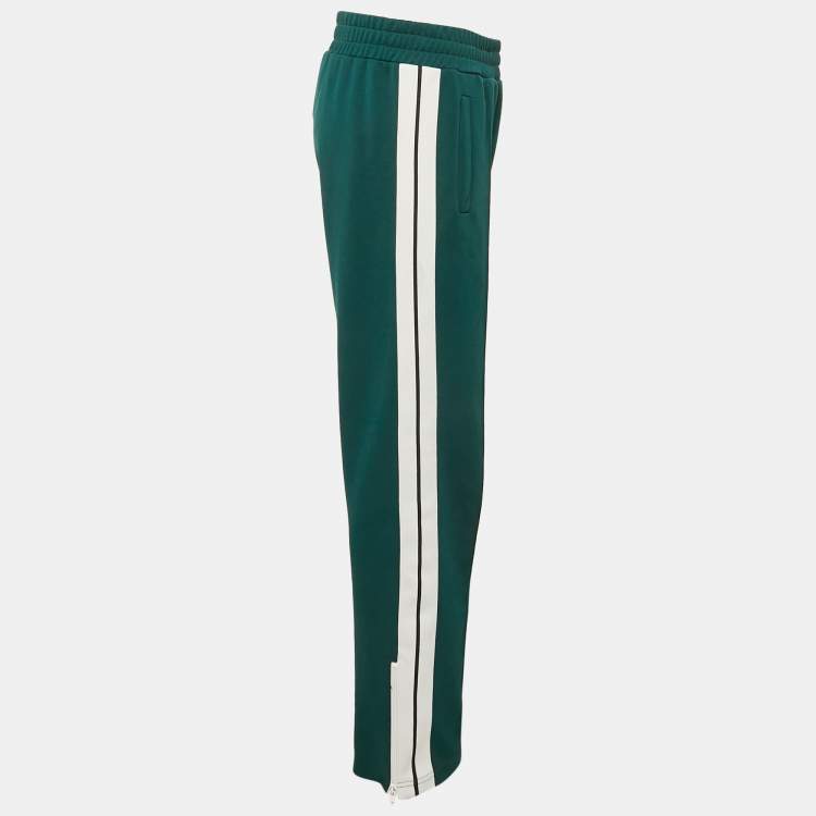 Pre Owned Palm Angels Green Jersey Side Stripe Detail Track Pants L