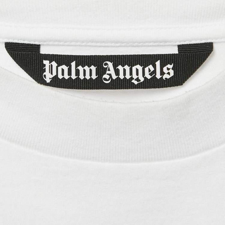 Pre Owned Palm Angels White Logo Print Cotton Oversized T-shirt XS
