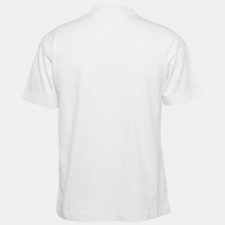 Pre Owned Palm Angels White Logo Print Cotton Oversized T-shirt XS