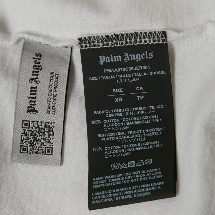Pre Owned Palm Angels White Logo Print Cotton Oversized T-shirt XS