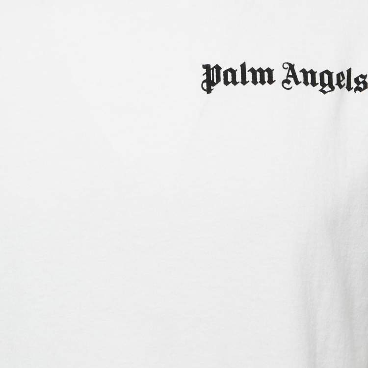 Pre Owned Palm Angels White Logo Print Cotton Oversized T-shirt XS
