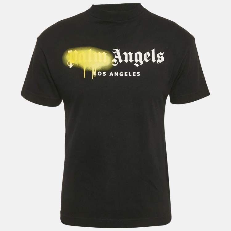 Pre Owned Palm Angels Black Sprayed Logo Jersey T-Shirt XXS